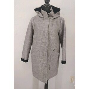 Vince Camuto Gray Boucle Wool Blend Hooded Long Coat Jacket Womens Size M